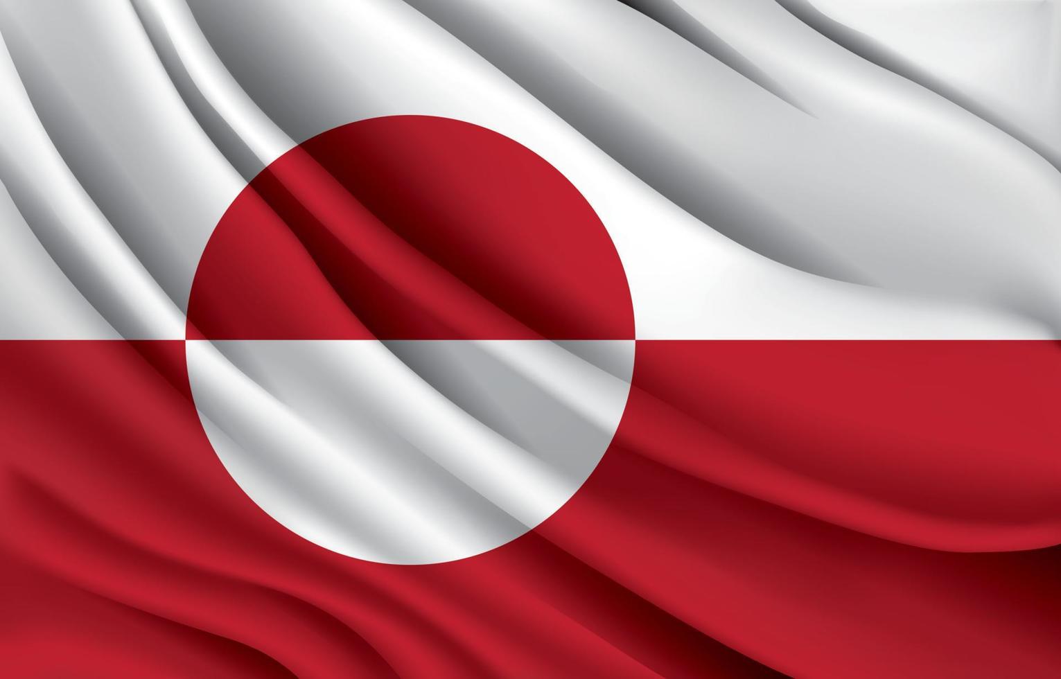de nationale vlag van Groenland zwaait met realistische vectorillustratie vector