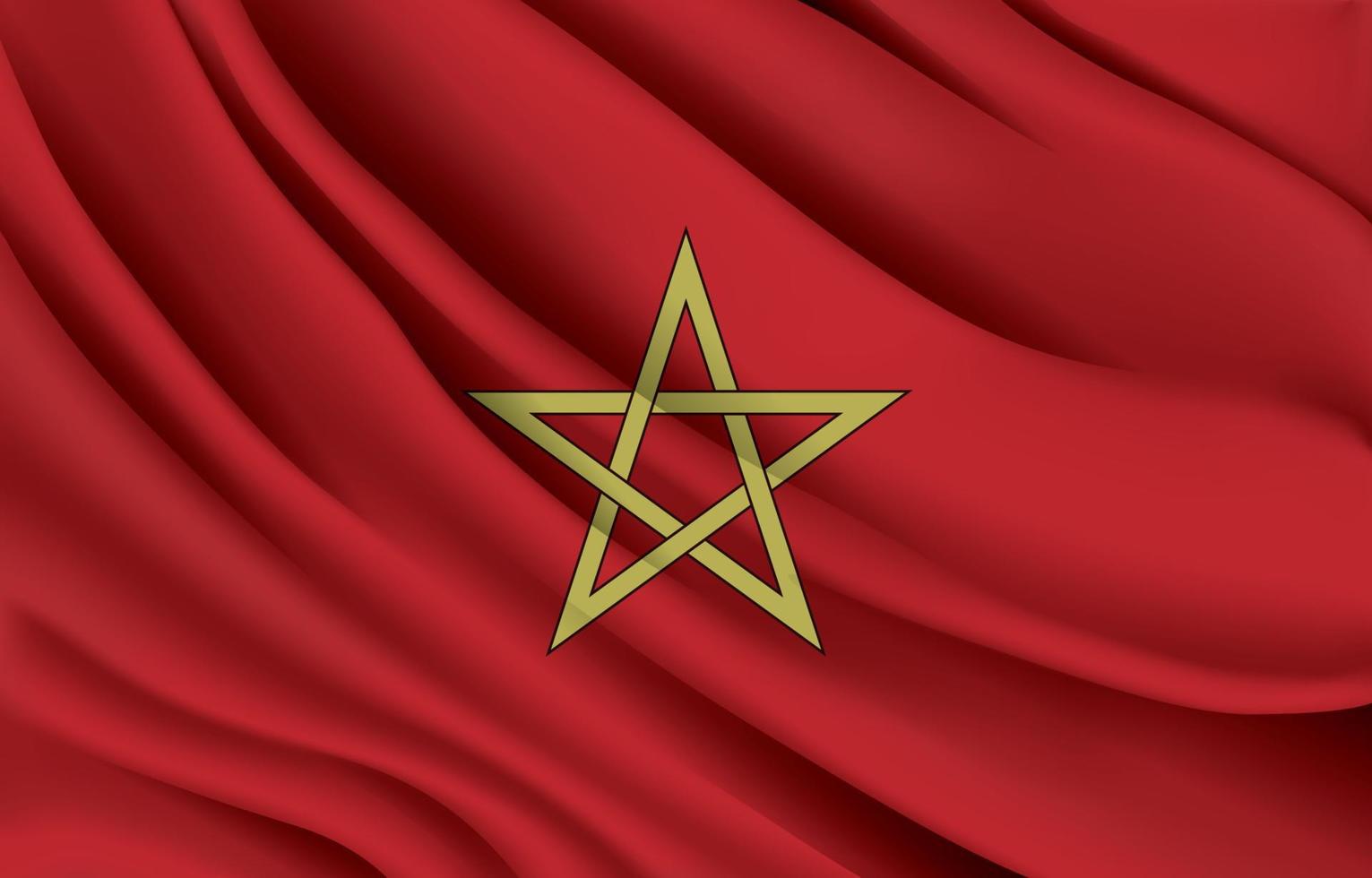 nationale vlag van marokko zwaaien met realistische vectorillustratie vector