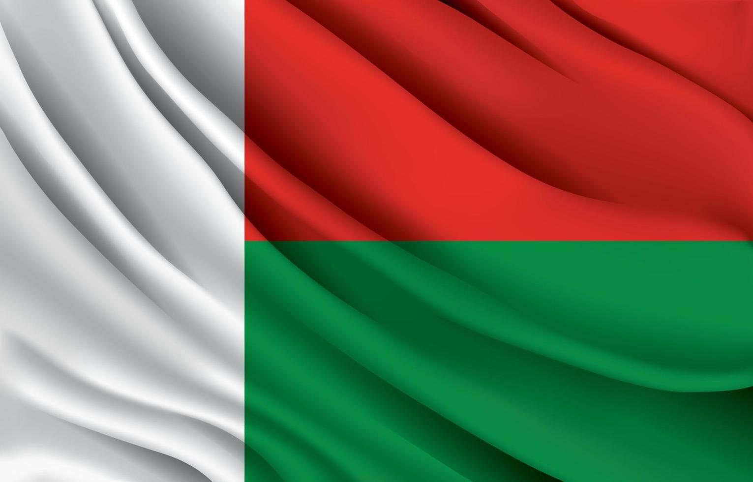nationale vlag van Madagaskar zwaaiend met realistische vectorillustratie vector