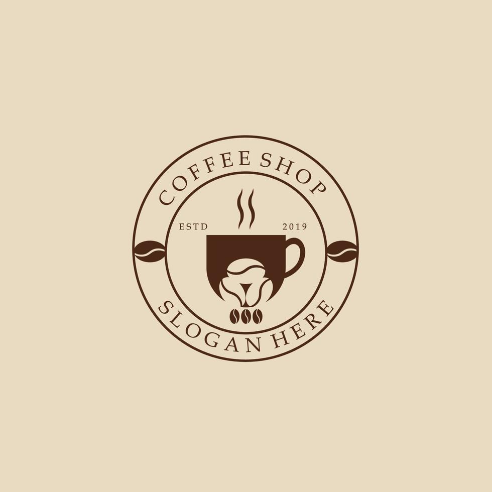 koffie vintage logo, pictogram en symbool, met embleem vector illustratie ontwerp