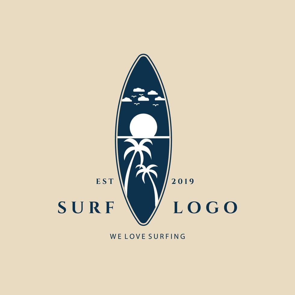 surf vintage logo, pictogram en symbool, met embleem vector illustratie ontwerp