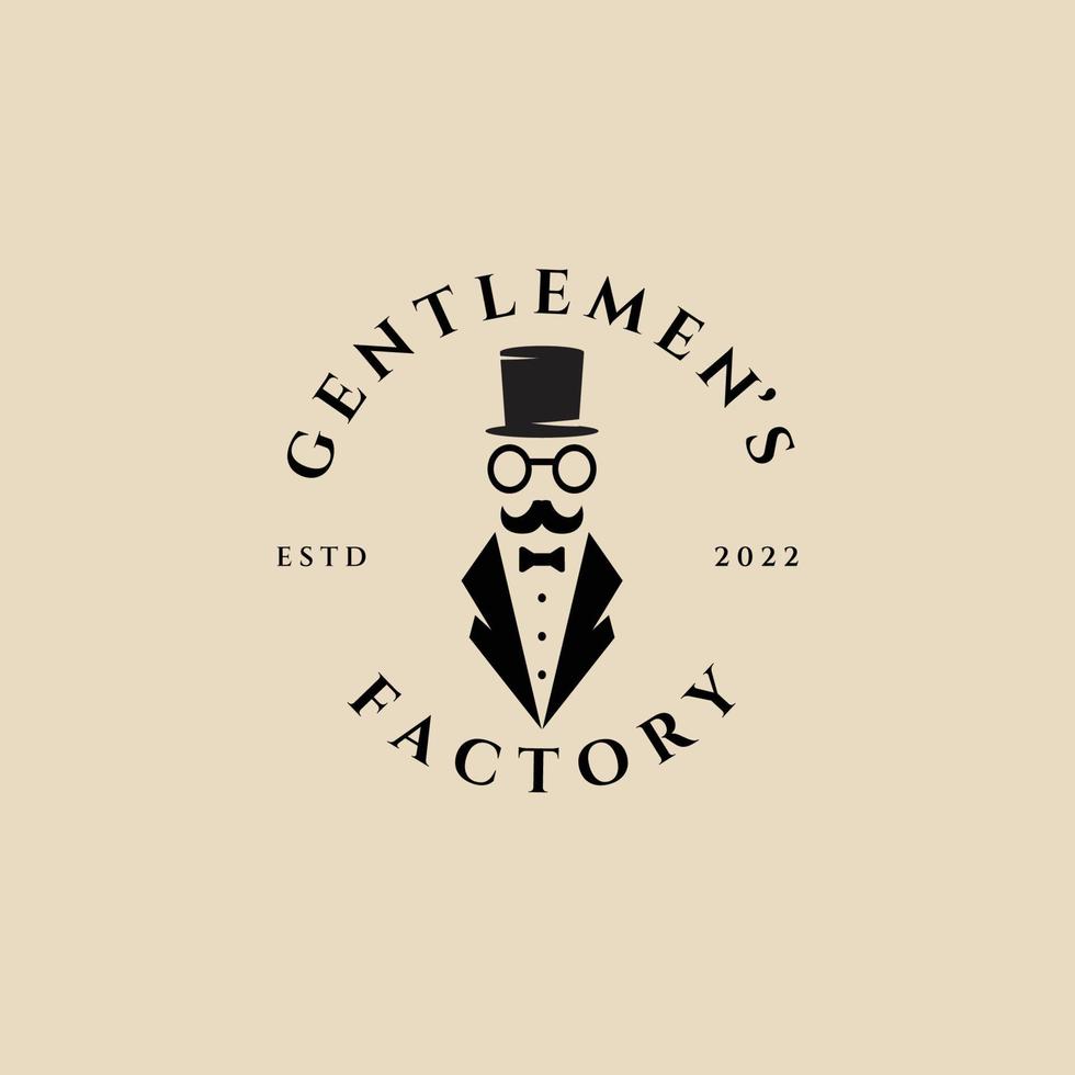 gentleman vintage logo, pictogram en symbool, met embleem vector illustratie ontwerp