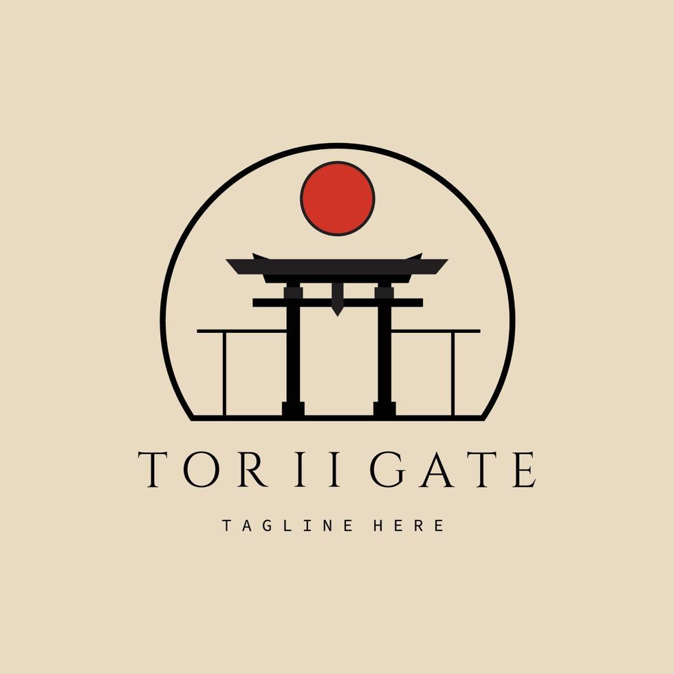 torii poort vintage logo, pictogram en symbool, met embleem vector illustratie ontwerp