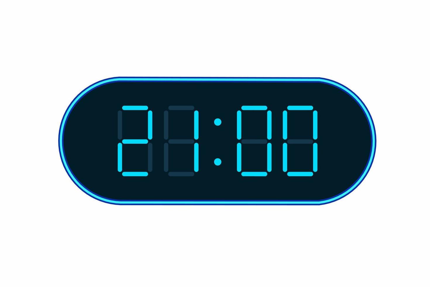 platte vectorillustratie van een digitale klok die 21.00 uur weergeeft. illustratie van alarm met digitaal nummerontwerp. klokpictogram voor uur, horloge, alarmborden vector