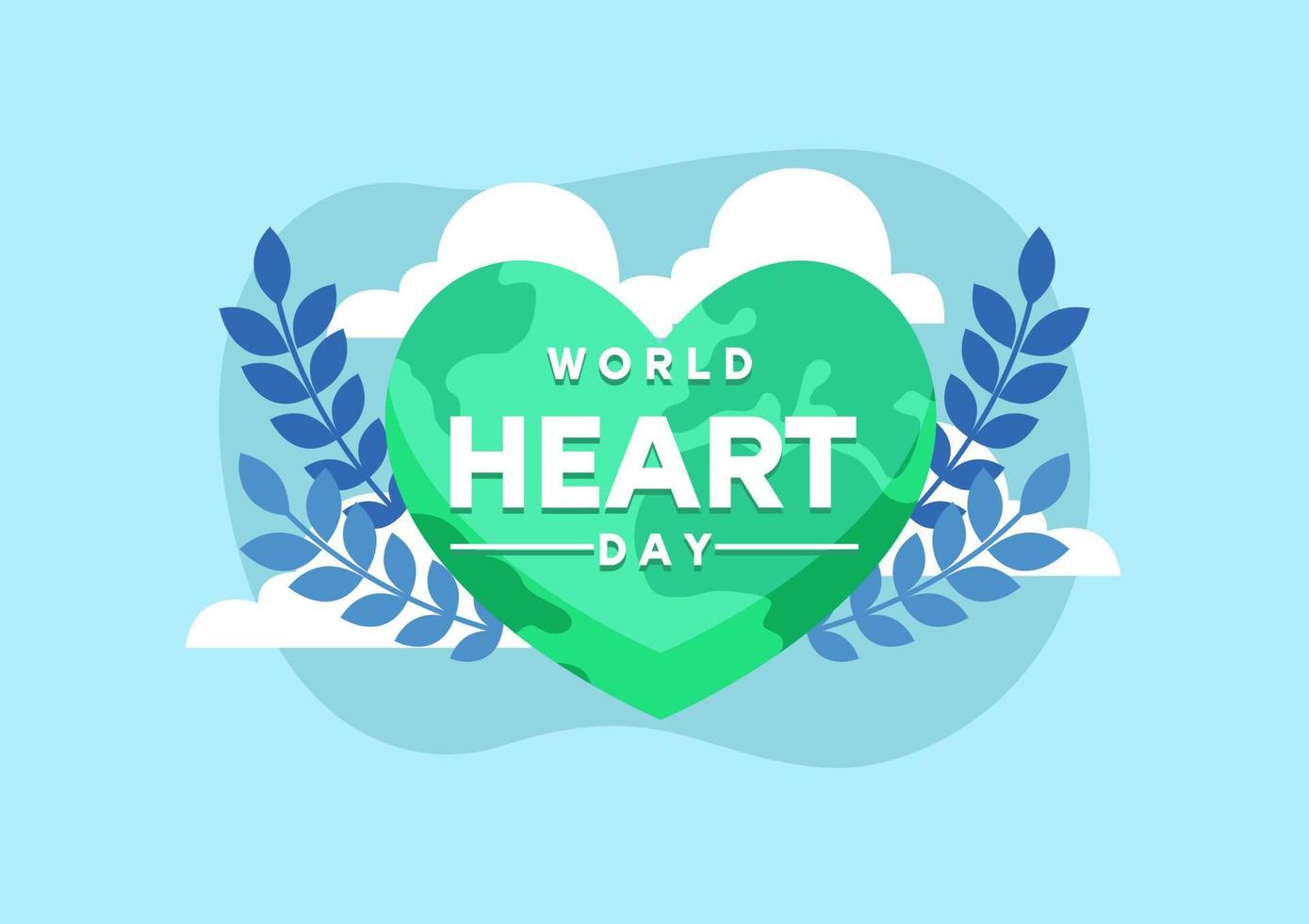 zachte blauwe kleur achtergrond van wereld hart dag illustratie in plat ontwerp. vector eps 10