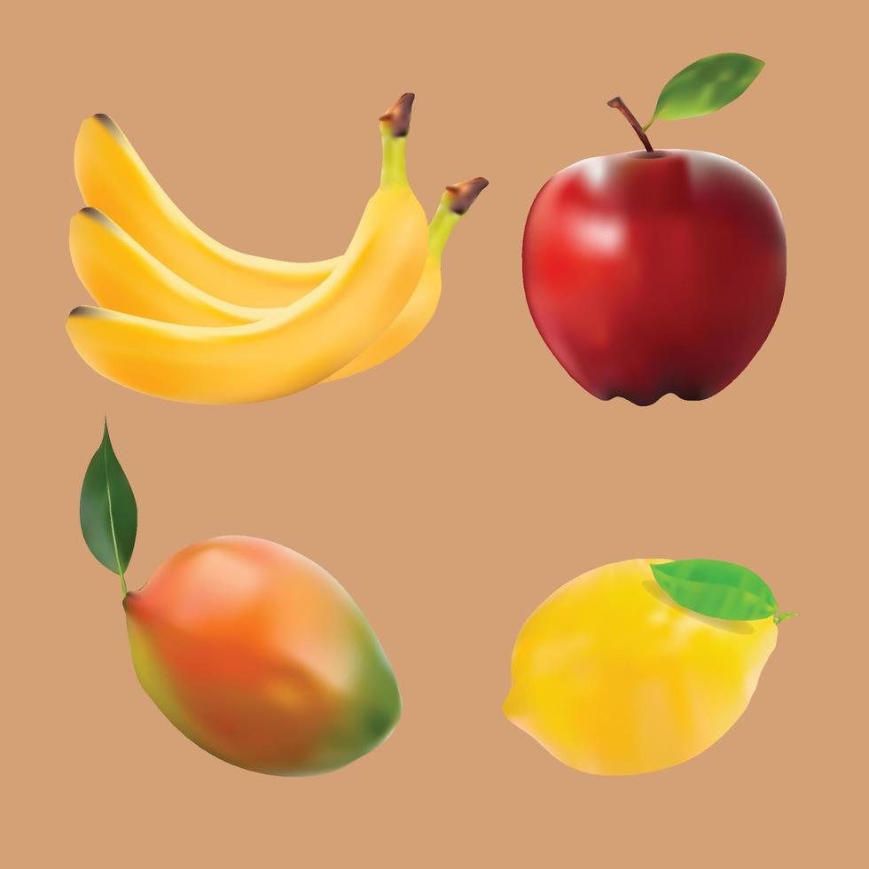 realistische fruitset-collecties vector