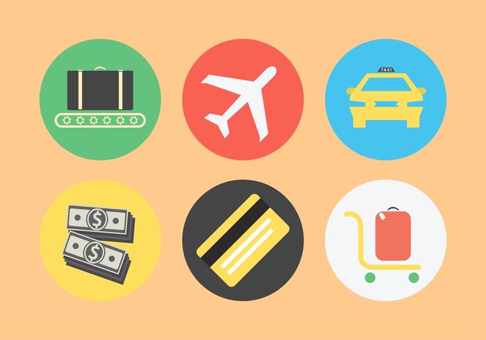 Luchthaven Gerelateerde Icon Set vector