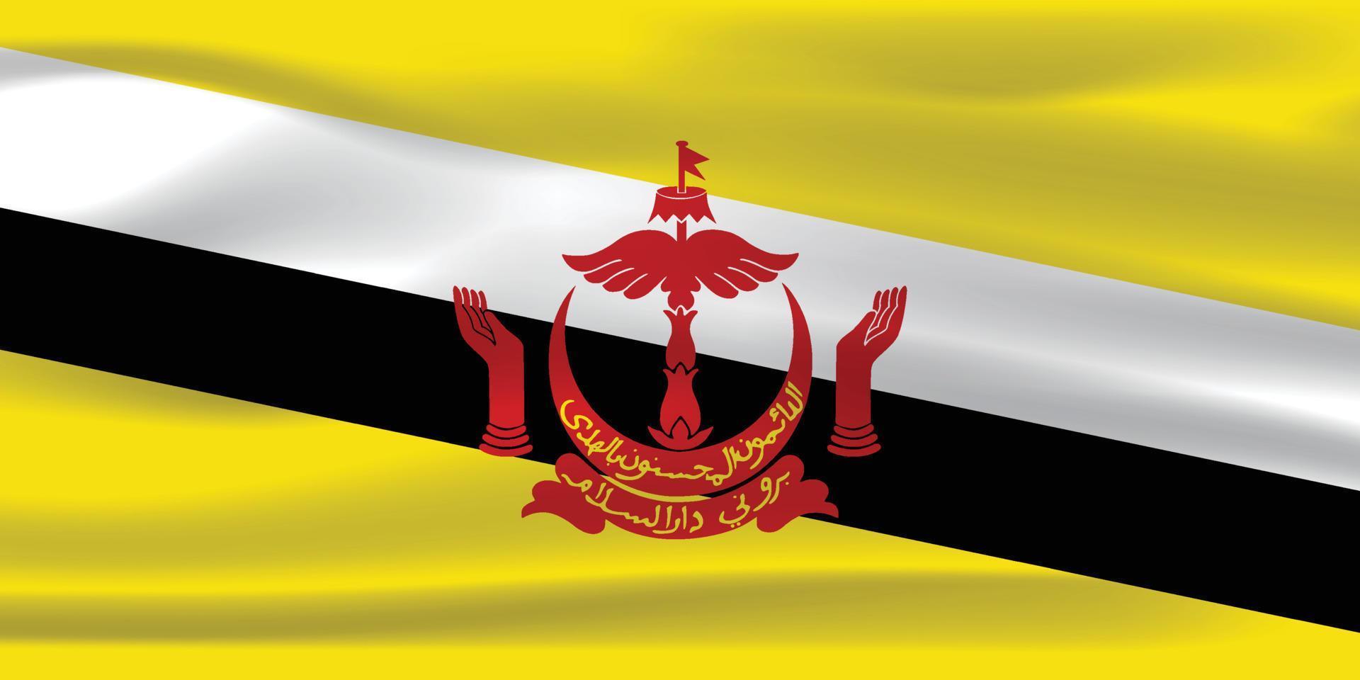 de realistische nationale vlag van Brunei Darussalam vector