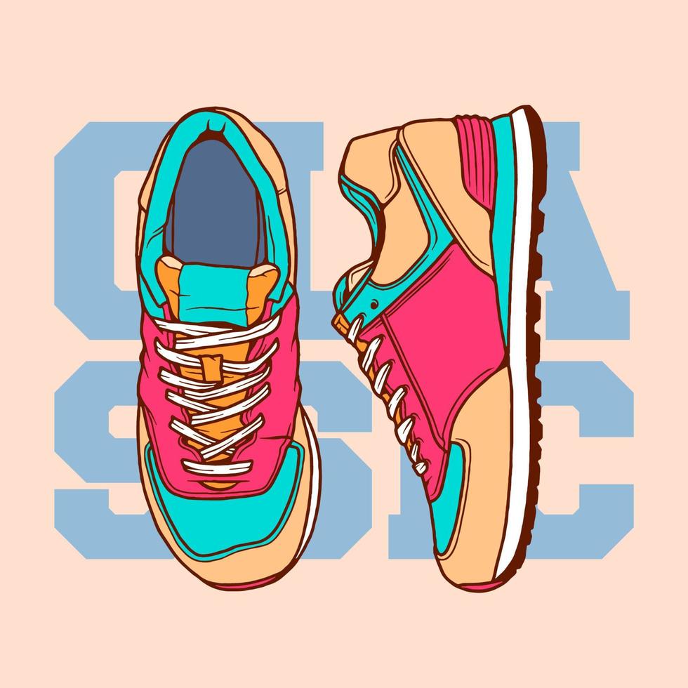 handgetekende sneakers illustratie vector