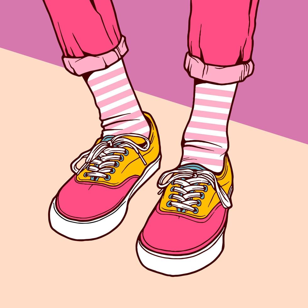 handgetekende sneakers illustratie vector