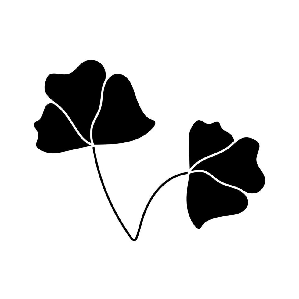 illustratie van een bloem, silhouet van een takje met bloemen en bladeren. vectorillustratie. bloemenprint vector