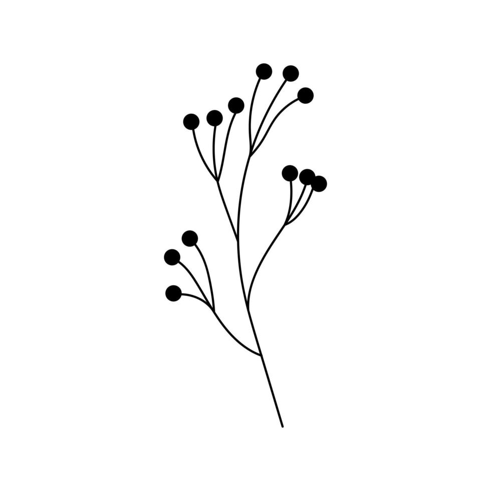 illustratie van een bloem, silhouet van een takje met bloemen en bladeren. vectorillustratie. bloemenprint vector