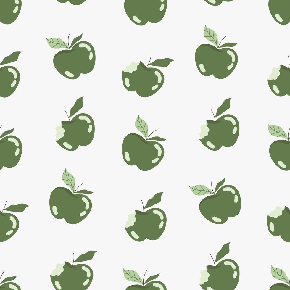 groene appels patroon. fruitpatroonontwerp voor web en print. handgetekende moderne zomer illustratie. vers sappig fruit op een pastelkleurige achtergrond. milieuvriendelijk. biologische gezonde fruitachtergrond. vector