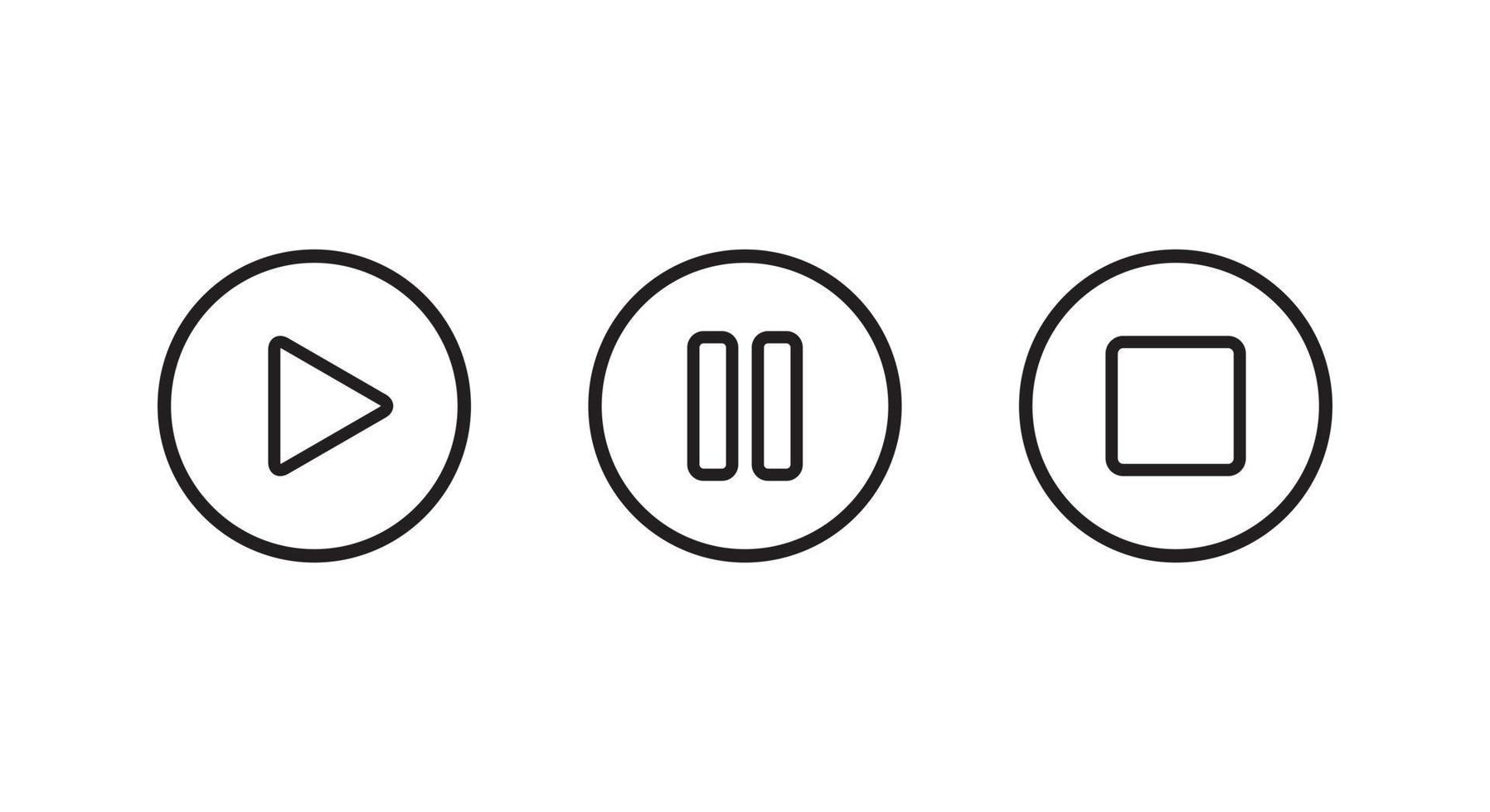 pictogramvector in lijnstijl afspelen, pauzeren en stoppen vector