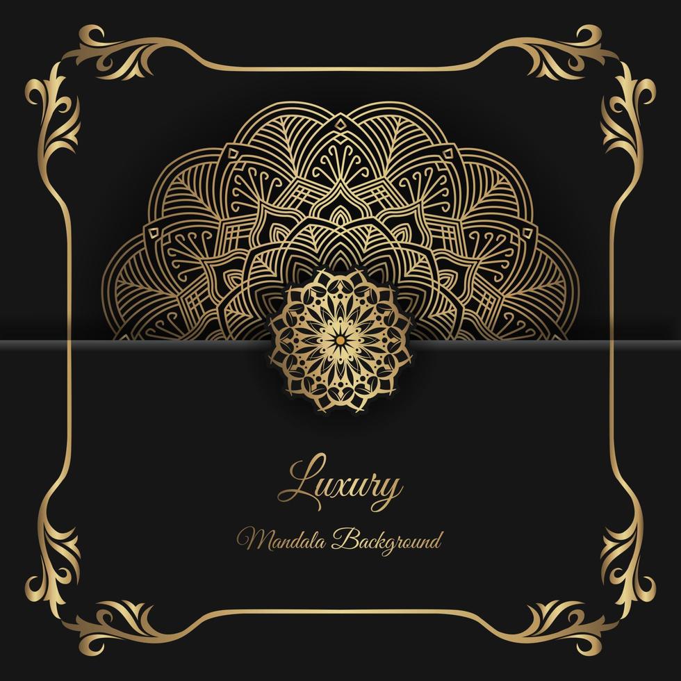 luxe mandala achtergrond zwart en goud vector