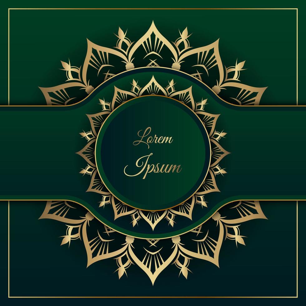 luxe groene achtergrond, met gouden mandala vector