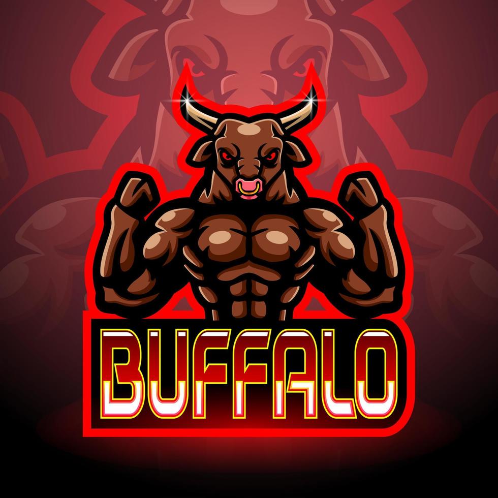 buffalo esport logo mascotte ontwerp vector