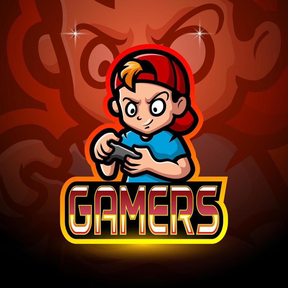 gamer jongen esport logo mascotte ontwerp vector