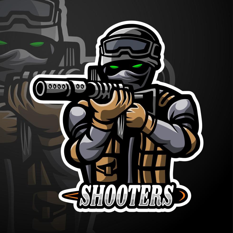 shooters esport logo mascotte ontwerp vector