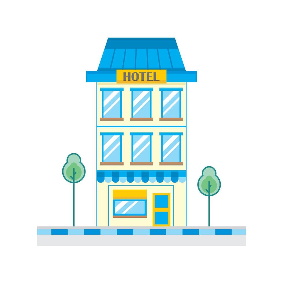 modern plat commercieel hotelgebouw, geschikt voor diagrammen, infografieken, illustratie, achtergrond en andere grafische gerelateerde activa vector