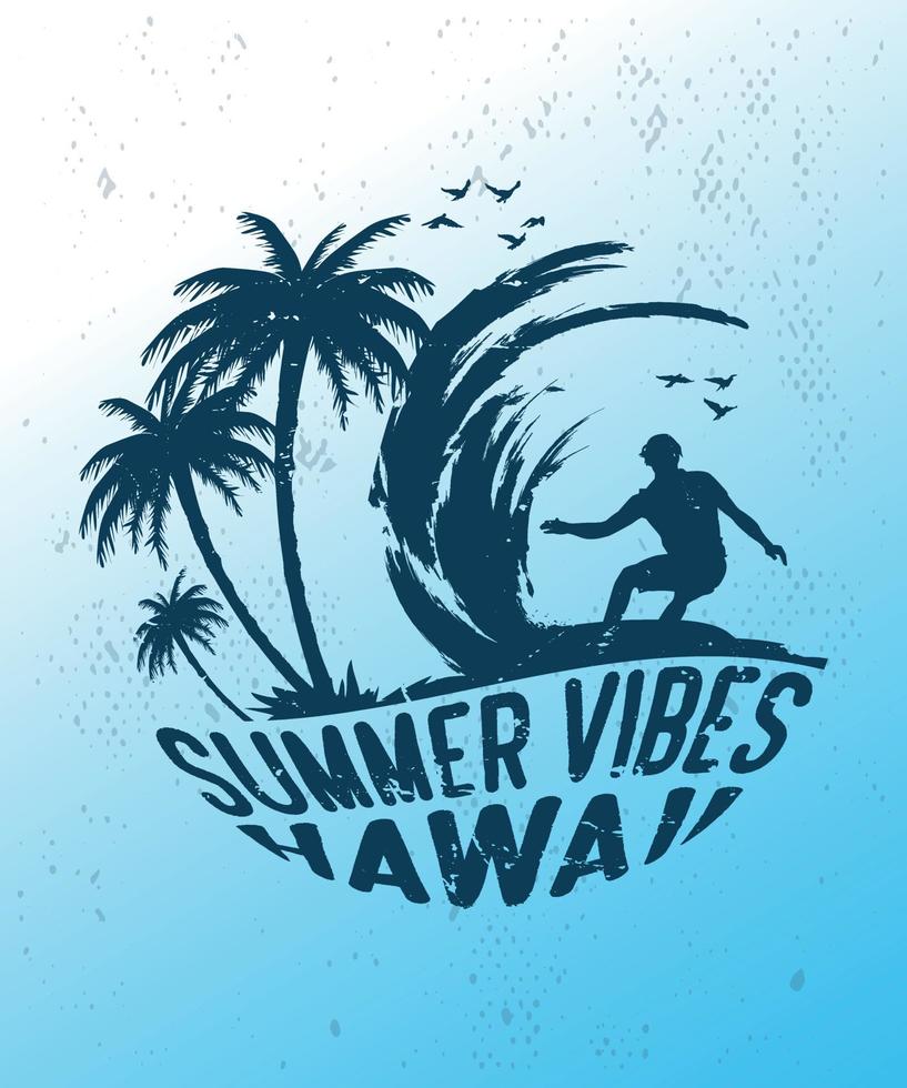 zomerse vibes hawaii surfen vintage t-shirtontwerp vector