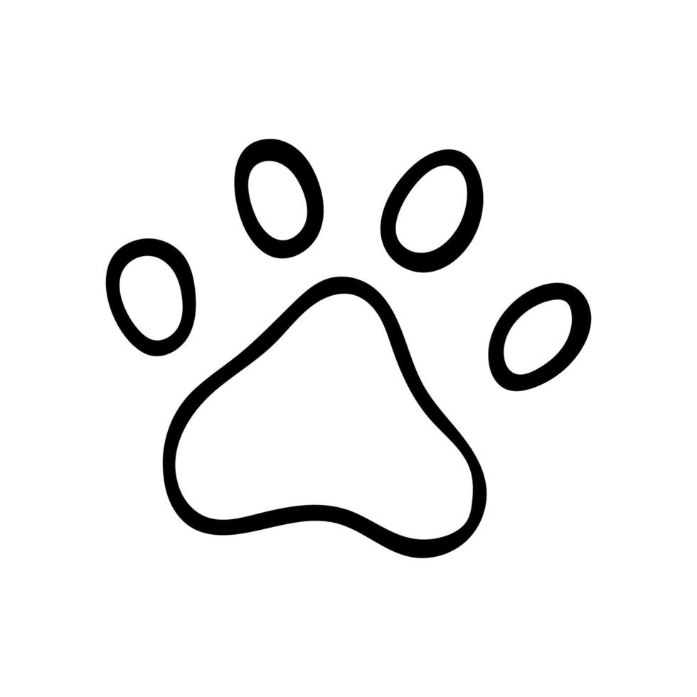 hand getrokken doodle dierlijke voetafdruk. vector katten of honden poten. schets.