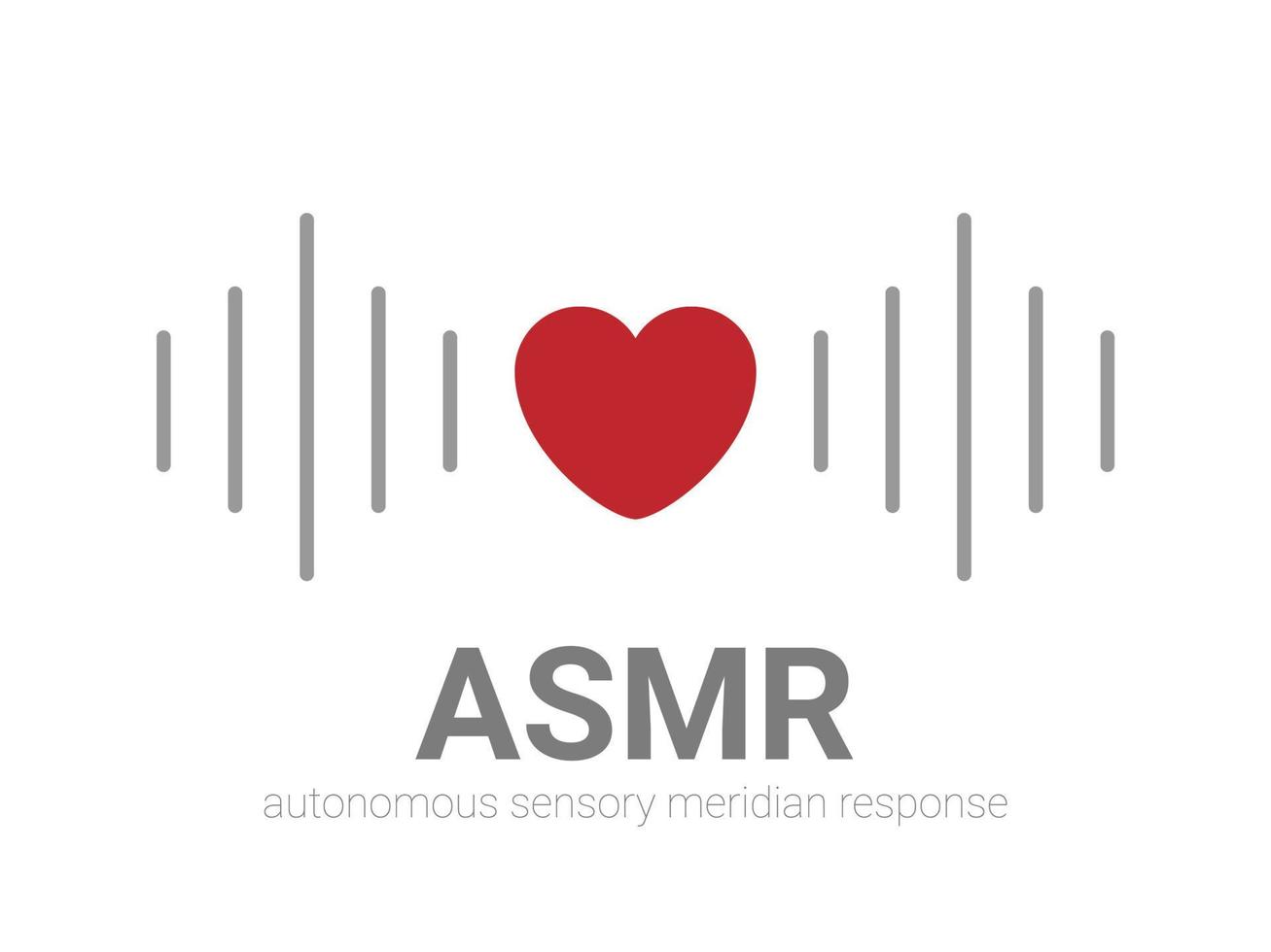 autonome sensorische meridiaanrespons, asmr-logo of pictogram. hartvorm en geluidsgolven als symbool van genieten van geluiden, gefluister of muziek. vector illustratie platte lijnstijl
