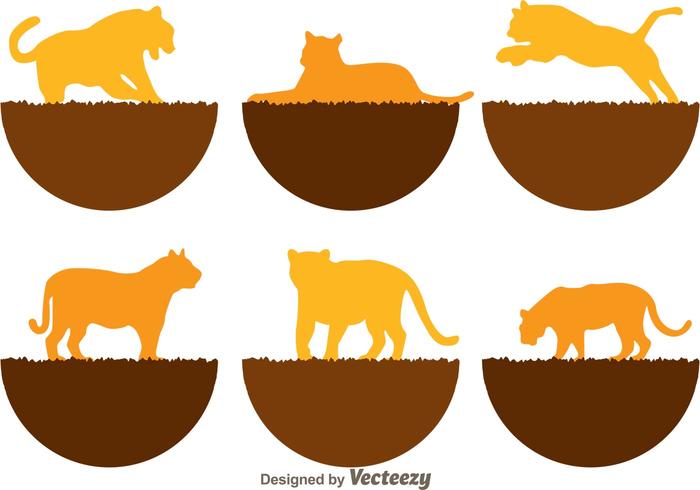 Tijger Silhouet Pictogrammen vector