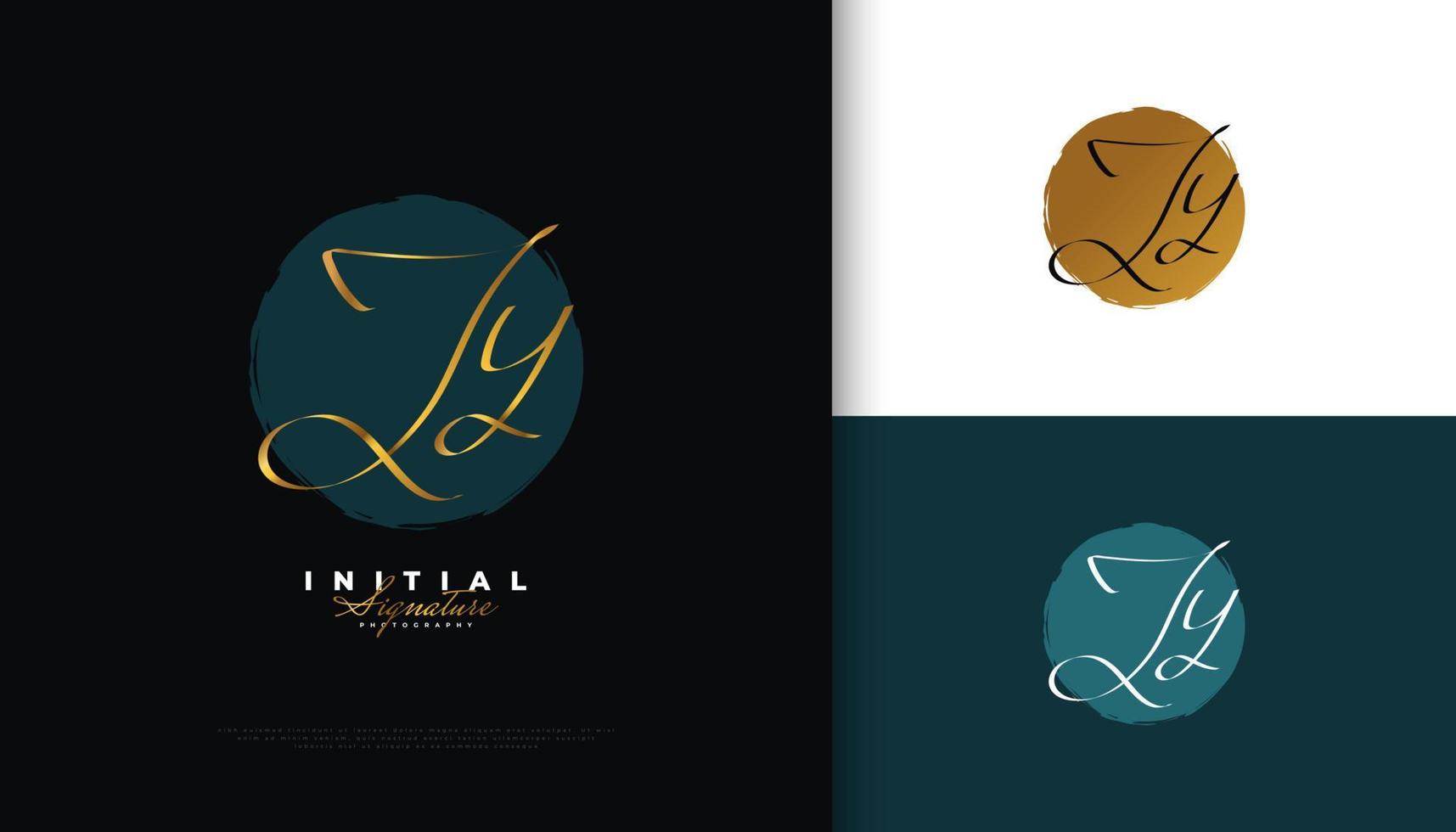 jy eerste handtekening logo-ontwerp met elegante en minimalistische gouden handschriftstijl. eerste j en y-logo-ontwerp voor bruiloft, mode, sieraden, boetiek en zakelijke merkidentiteit vector