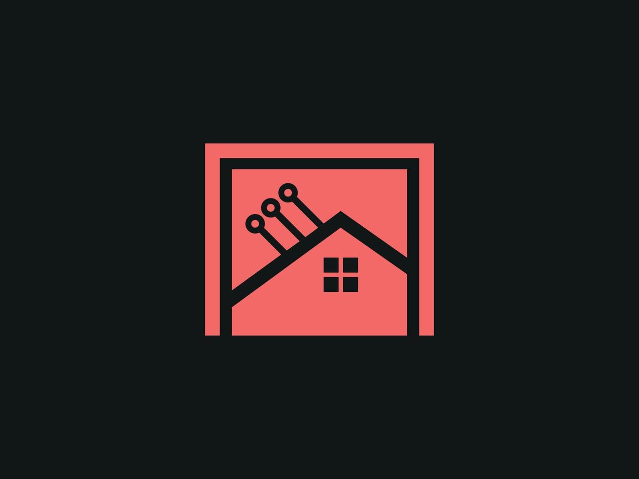 tech huis-logo. tech huis pictogram ontwerp gratis vector bestand.