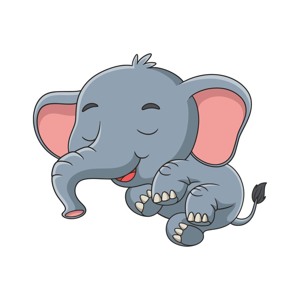 cartoon illustratie slapende olifant op een gigantische paddenstoel gedurende de dag vector