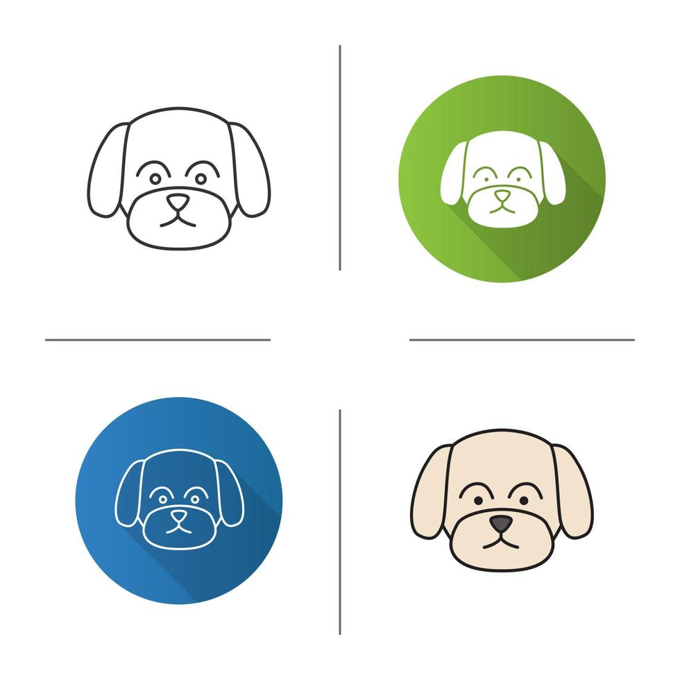 Maltees icoon. speelgoed hondenras. plat ontwerp, lineaire en kleurstijlen. geïsoleerde vectorillustraties vector