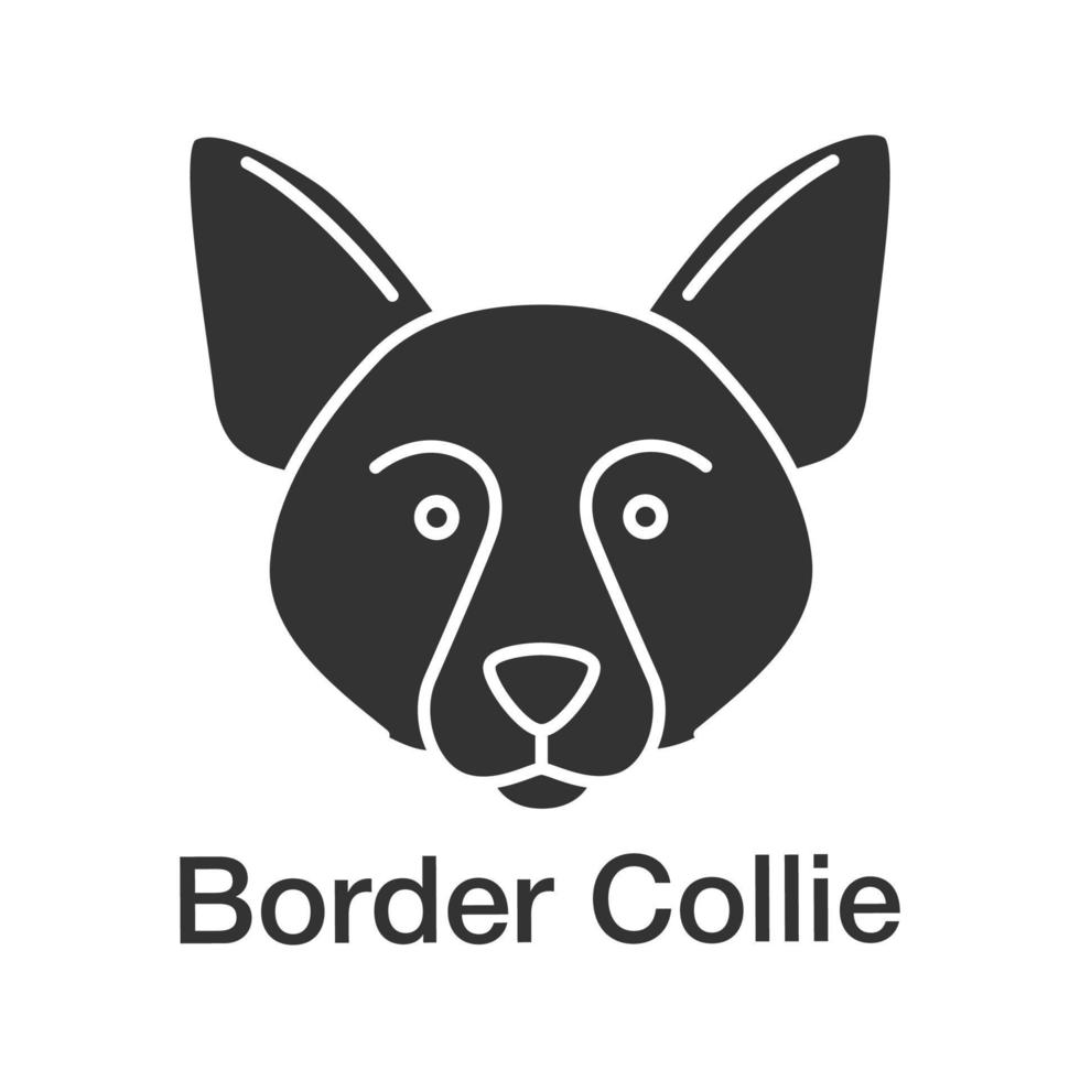 border collie glyph-pictogram. Schotse herdershond. silhouet symbool. negatieve ruimte. vector geïsoleerde illustratie