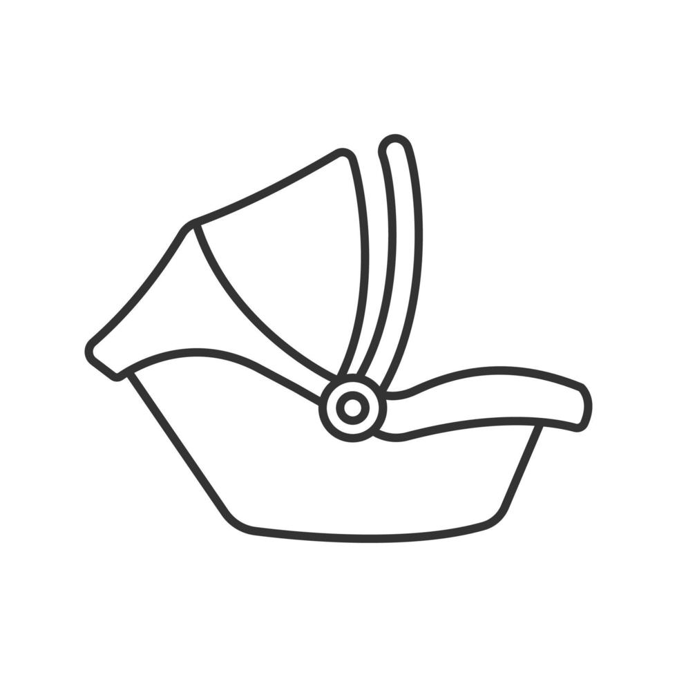 baby autostoeltje lineaire pictogram. dunne lijn illustratie. kinderveiligheidszitje. kinderbeveiligingssysteem. contour symbool. vector geïsoleerde overzichtstekening