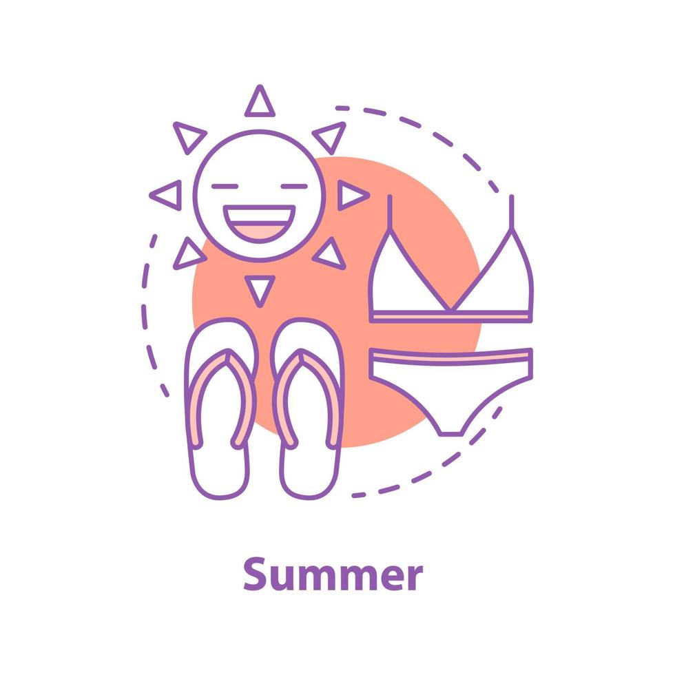 zomer rust concept icoon. vakantie idee dunne lijn illustratie. zon-, zwem- en strandslippers. zomer accessoires. vector geïsoleerde overzichtstekening