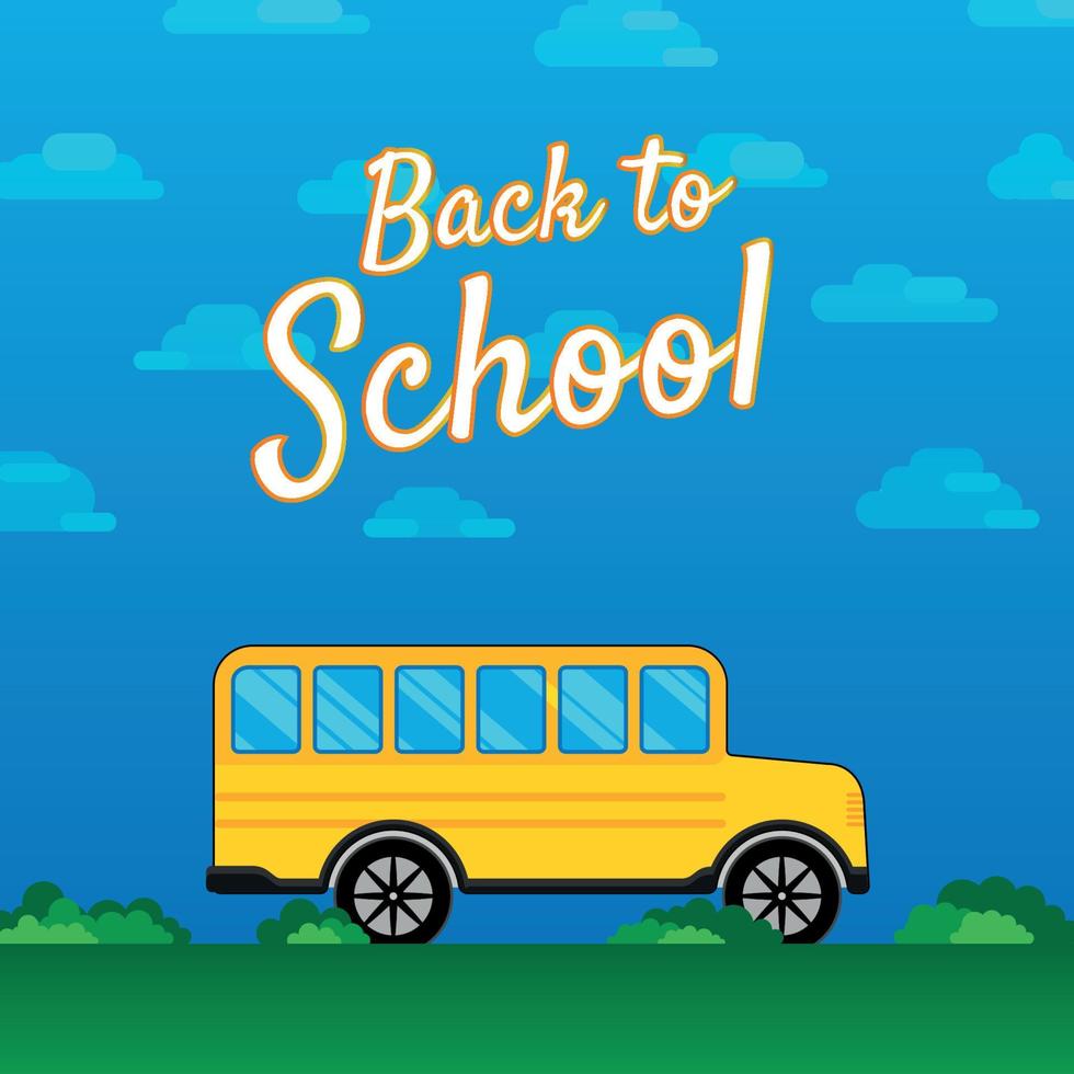 terug naar school poster met schoolbus vector
