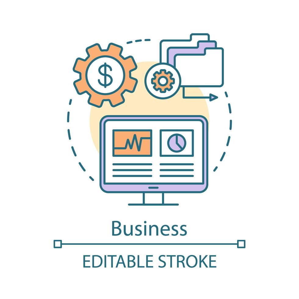 bedrijfsconcept icoon. seo trefwoord tool abonnement idee dunne lijn illustratie. het vergroten van de zichtbaarheid van de website. zoek machine optimalisatie. vector geïsoleerde overzichtstekening. bewerkbare streek