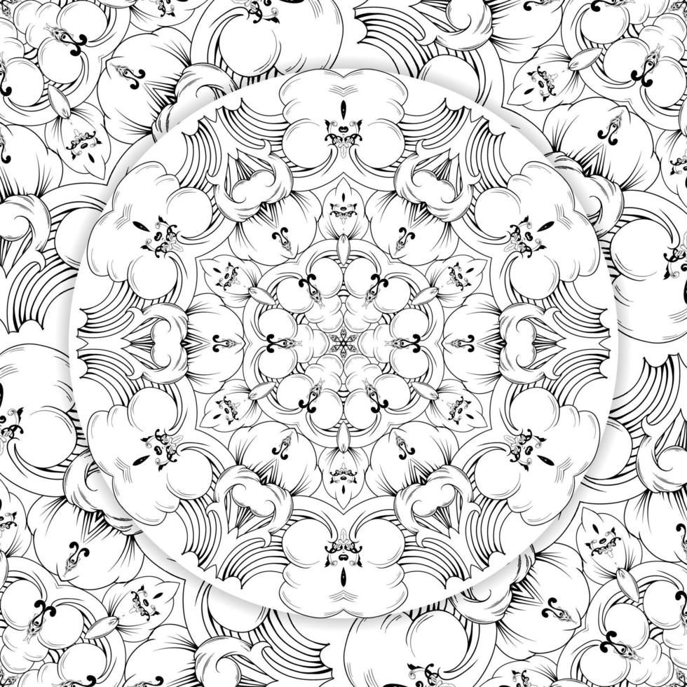 volwassen kleurplaat met bloemenpatroon, bloemen mandala lijn kunst vectorillustratie geïsoleerd op een witte achtergrond vector