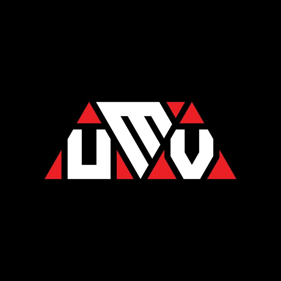 umv driehoek brief logo ontwerp met driehoekige vorm. umv driehoek logo ontwerp monogram. umv driehoek vector logo sjabloon met rode kleur. umv driehoekig logo eenvoudig, elegant en luxueus logo. umv