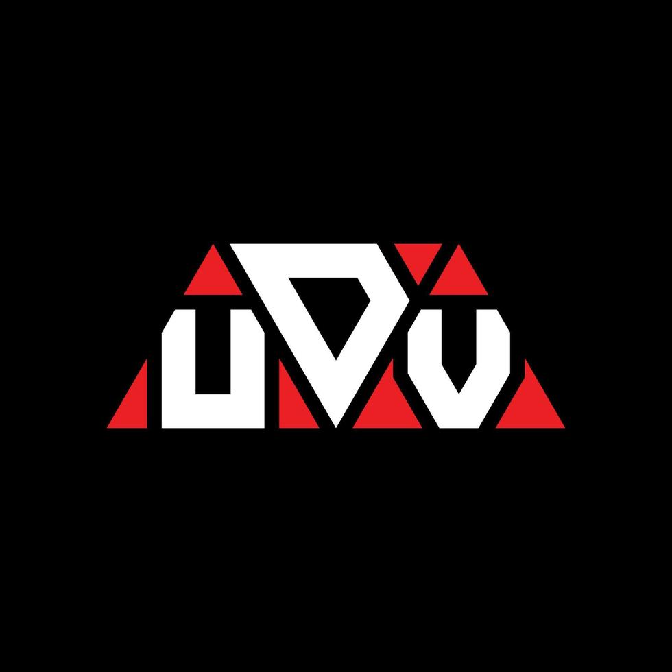 udv driehoek brief logo ontwerp met driehoekige vorm. udv driehoek logo ontwerp monogram. udv driehoek vector logo sjabloon met rode kleur. udv driehoekig logo eenvoudig, elegant en luxueus logo. udv