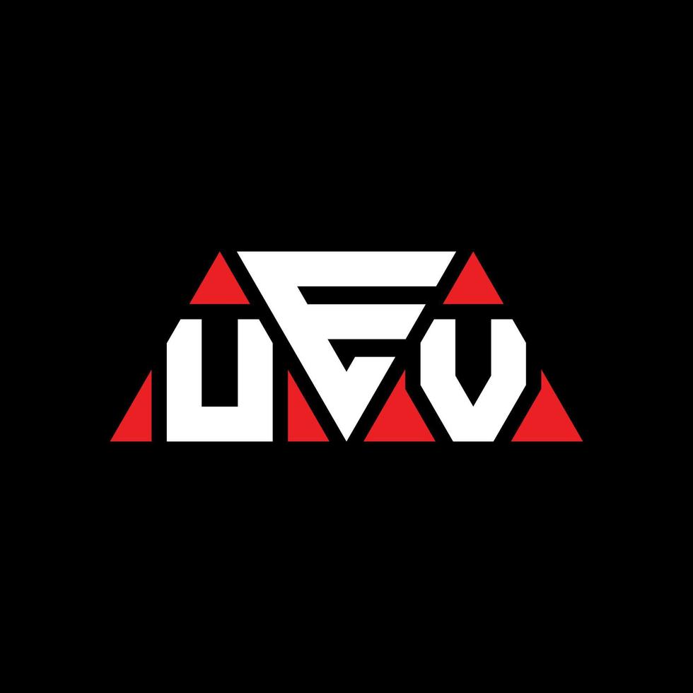 uev driehoek brief logo ontwerp met driehoekige vorm. uev driehoek logo ontwerp monogram. uev driehoek vector logo sjabloon met rode kleur. uev driehoekig logo eenvoudig, elegant en luxueus logo. uev