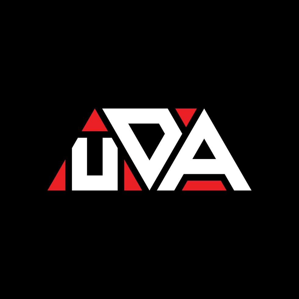 uda driehoek brief logo ontwerp met driehoekige vorm. uda driehoek logo ontwerp monogram. uda driehoek vector logo sjabloon met rode kleur. uda driehoekig logo eenvoudig, elegant en luxueus logo. uda