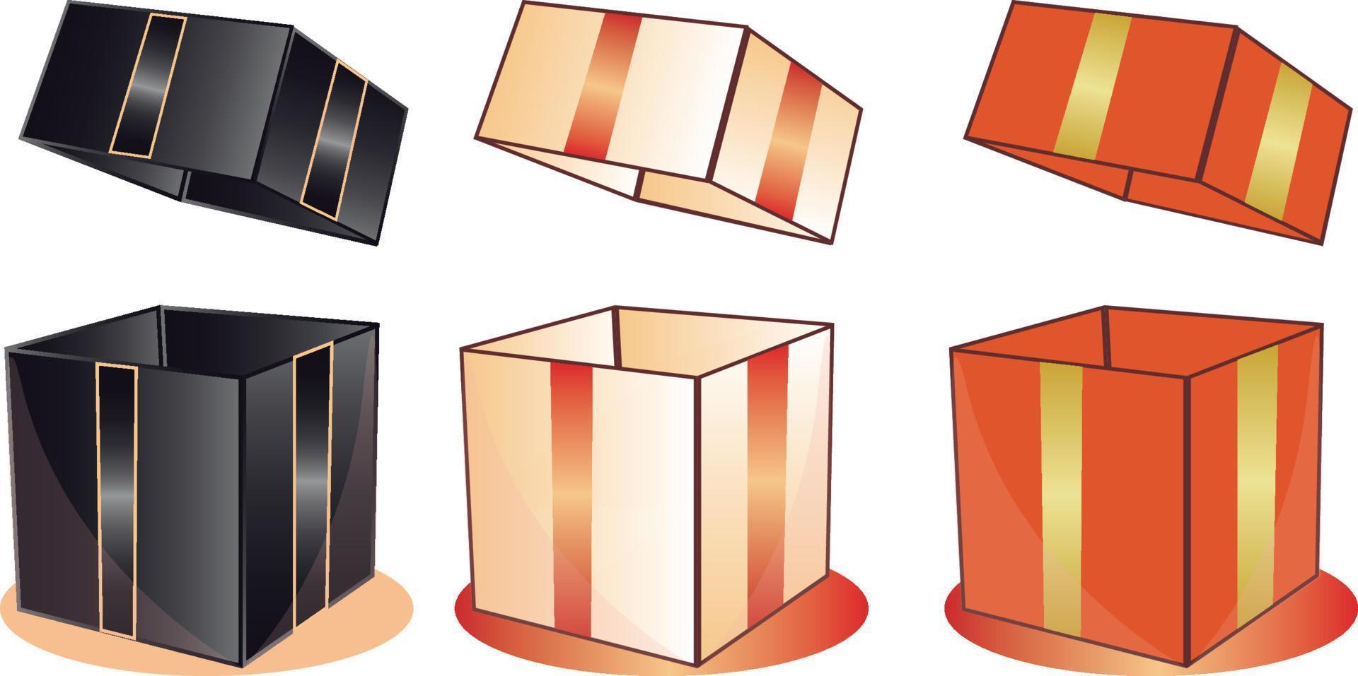 set kartonnen dozen met meerdere kleuren vector