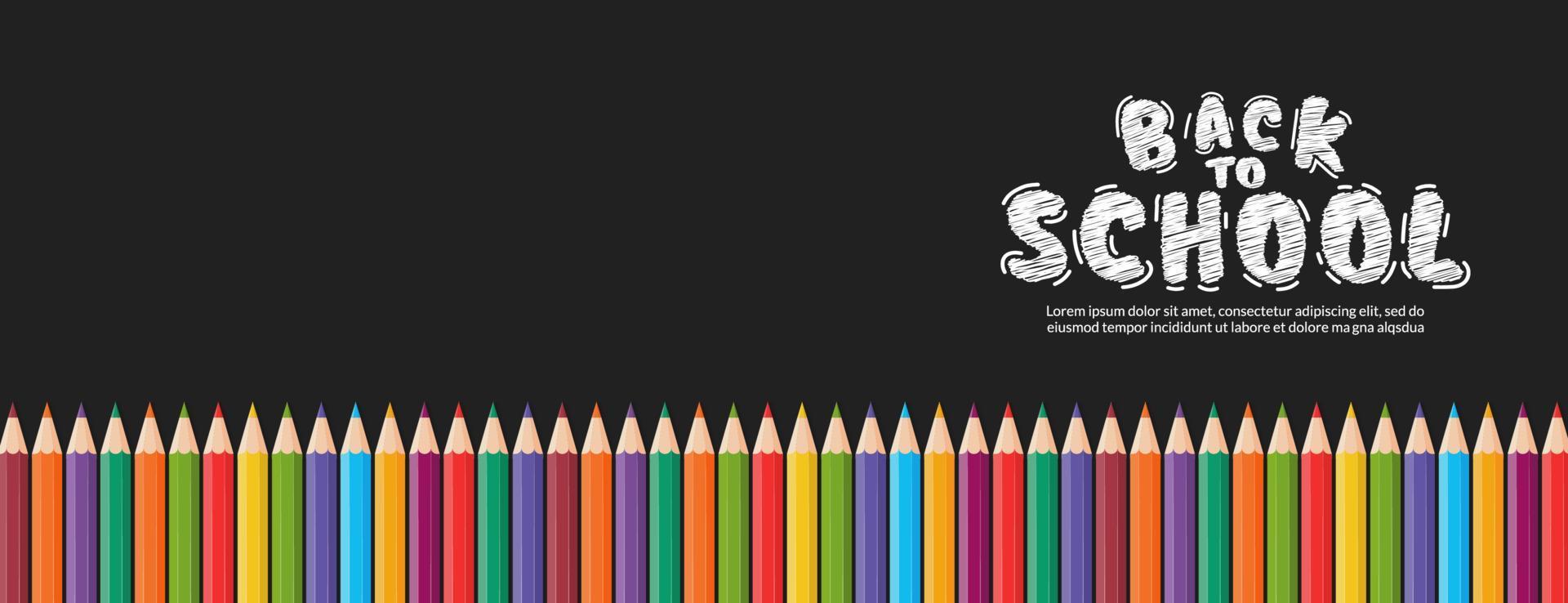kleur potloden vector ontwerp achtergrond, terug naar school concept met kleurrijke kleurpotloden banner