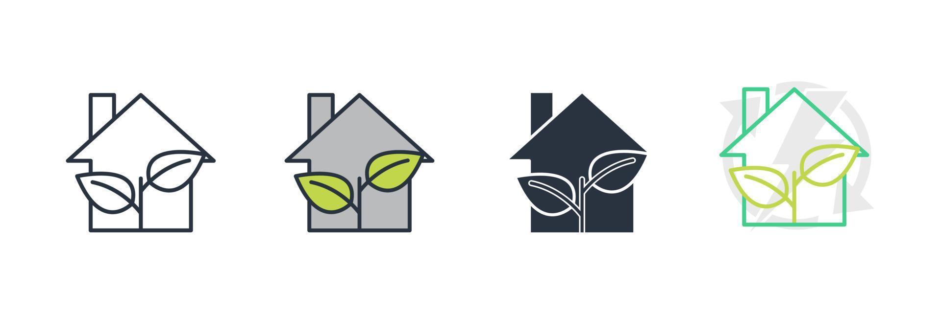 groene huis pictogram logo vectorillustratie. eco huis. smart home-symboolsjabloon voor grafische en webdesigncollectie vector