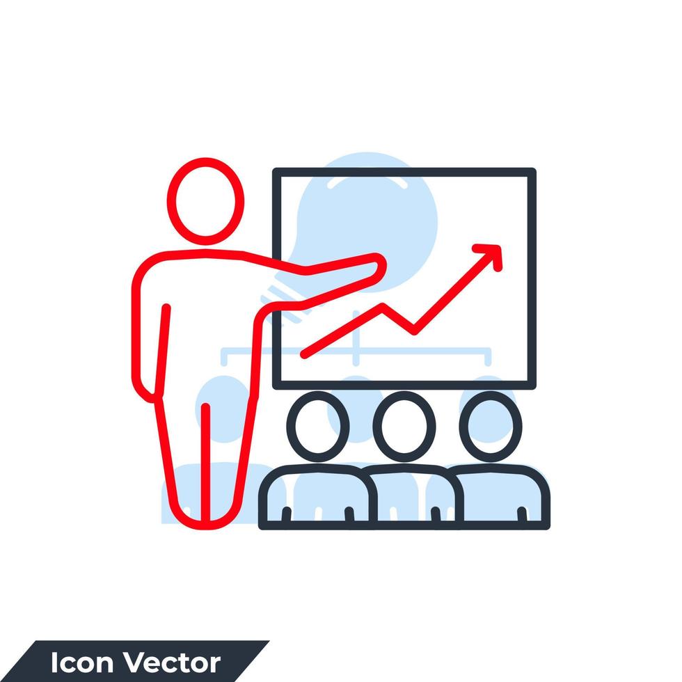 presentatie pictogram logo vectorillustratie. trainingssymboolsjabloon voor grafische en webdesigncollectie vector