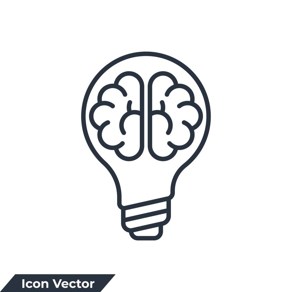 hersenen in gloeilamp pictogram logo vectorillustratie. creatief idee symbool sjabloon voor grafische en webdesign collectie vector