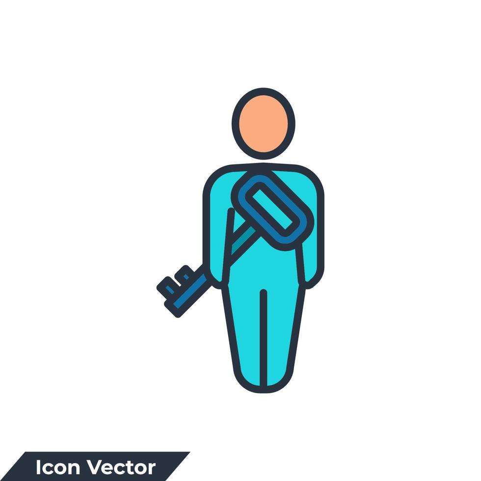 sleutel werknemer pictogram logo vectorillustratie. beveiligingstaaksymboolsjabloon voor grafische en webdesigncollectie vector