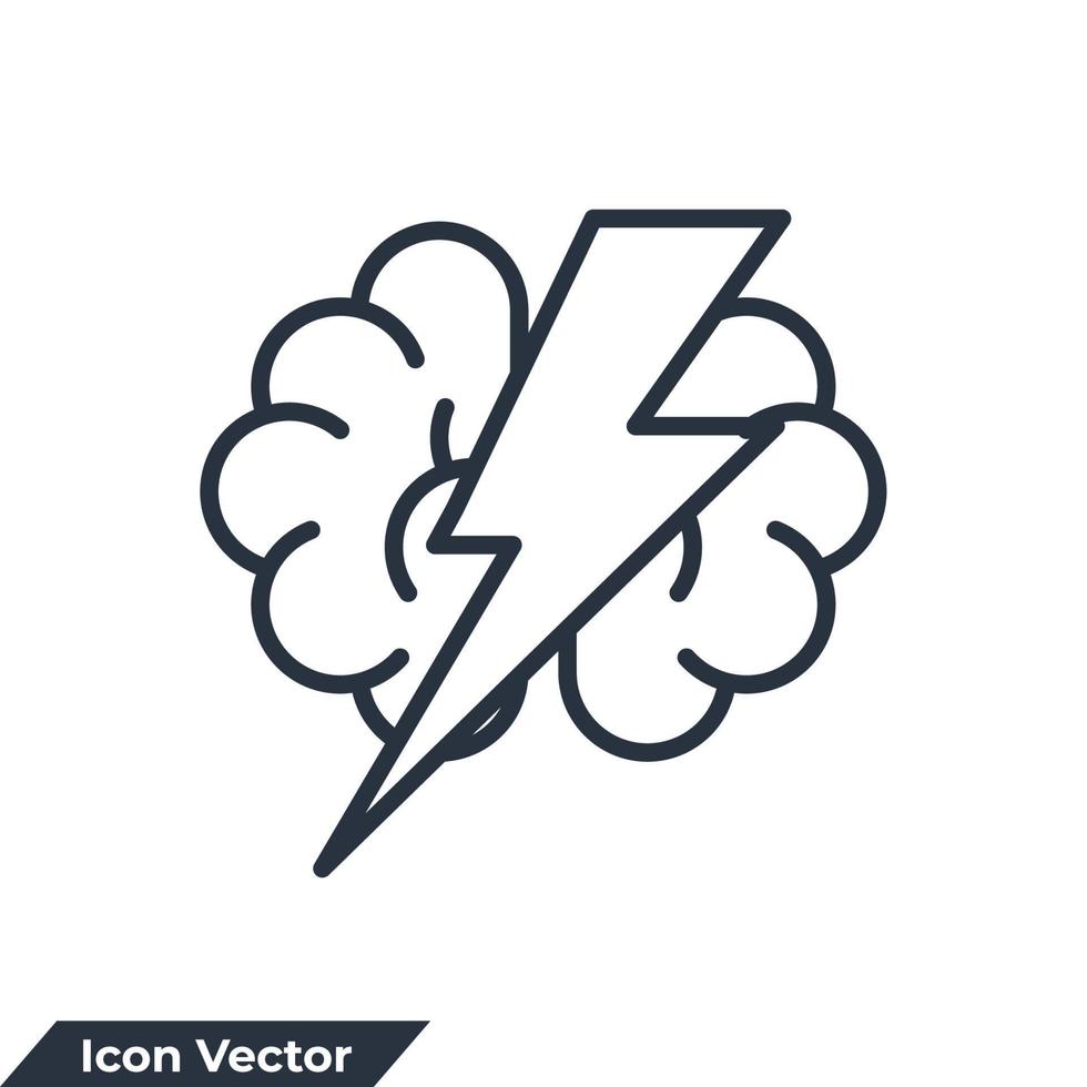 brainstorm pictogram logo vectorillustratie. hersenen met dondersymboolsjabloon voor grafische en webdesigncollectie vector