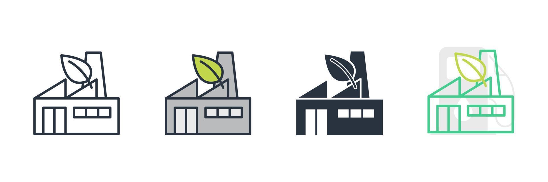 groene fabriek pictogram logo vectorillustratie. groen en ecologie fabriek symboolsjabloon voor grafische en webdesign collectie vector